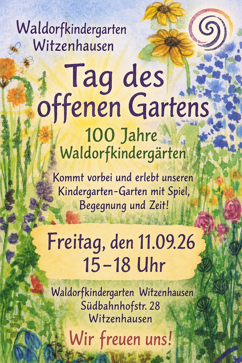Tag des Offnen Gartens - 100 Jahre Waldorfkindergärten - 11. 9. 26 15 bis 18 Uhr
